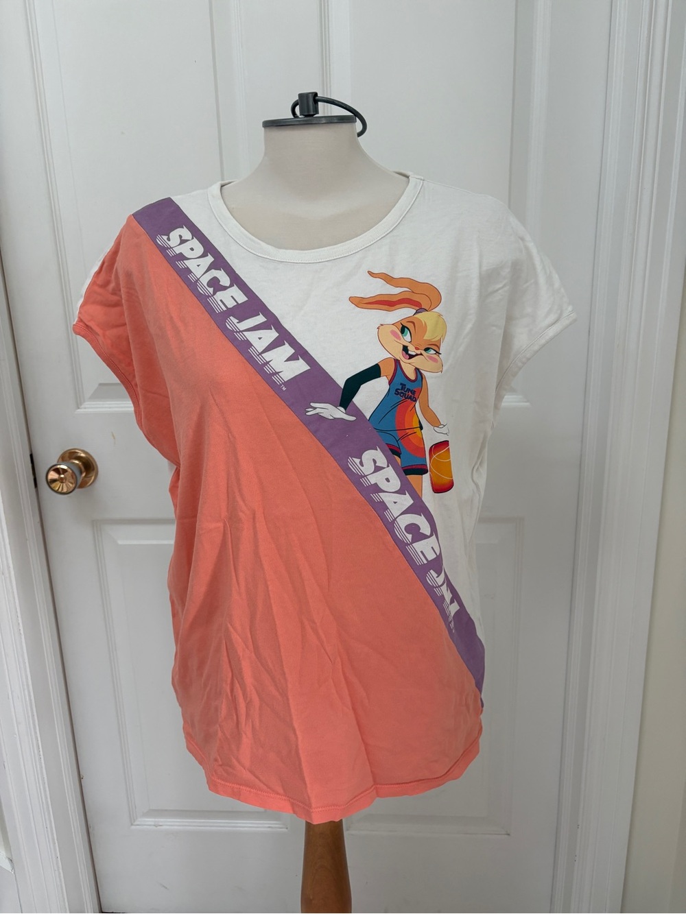 H&M Space Jam Lola Bunny Colorblock Tee - White, Coral & Purple